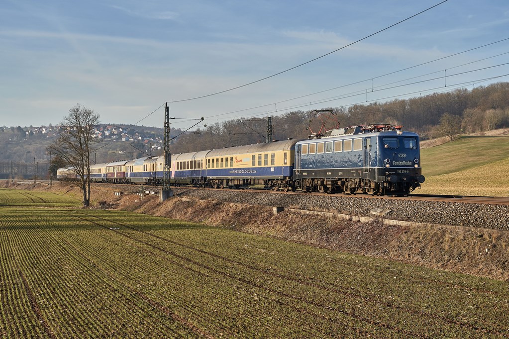 Rheingold-Sonderfahrt von  Frankfurt/Main nach Sonthofen am 06022019, hier im Neckartal/Vilstal. Foto:  Andreas Axmann